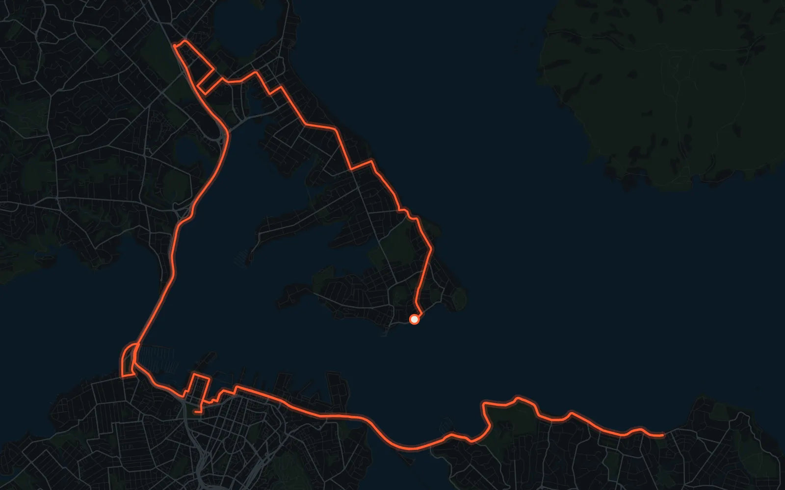Map of the Auckland Marathon course across the Waitematā Harbour